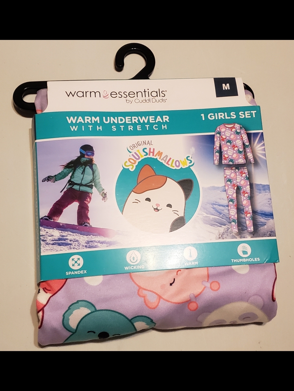 Cuddl Duds Girls Squishmallows Lavender Purple Pink Print Warm Set